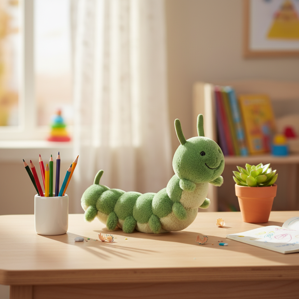 Green Caterpillar Plush Stuffed Animal Toy | Soft Cuddly Gift