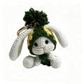 Handmade Crochet Bunny Keychain – Pineapple Hat & Long Ears | 10cm Amigurumi Charm