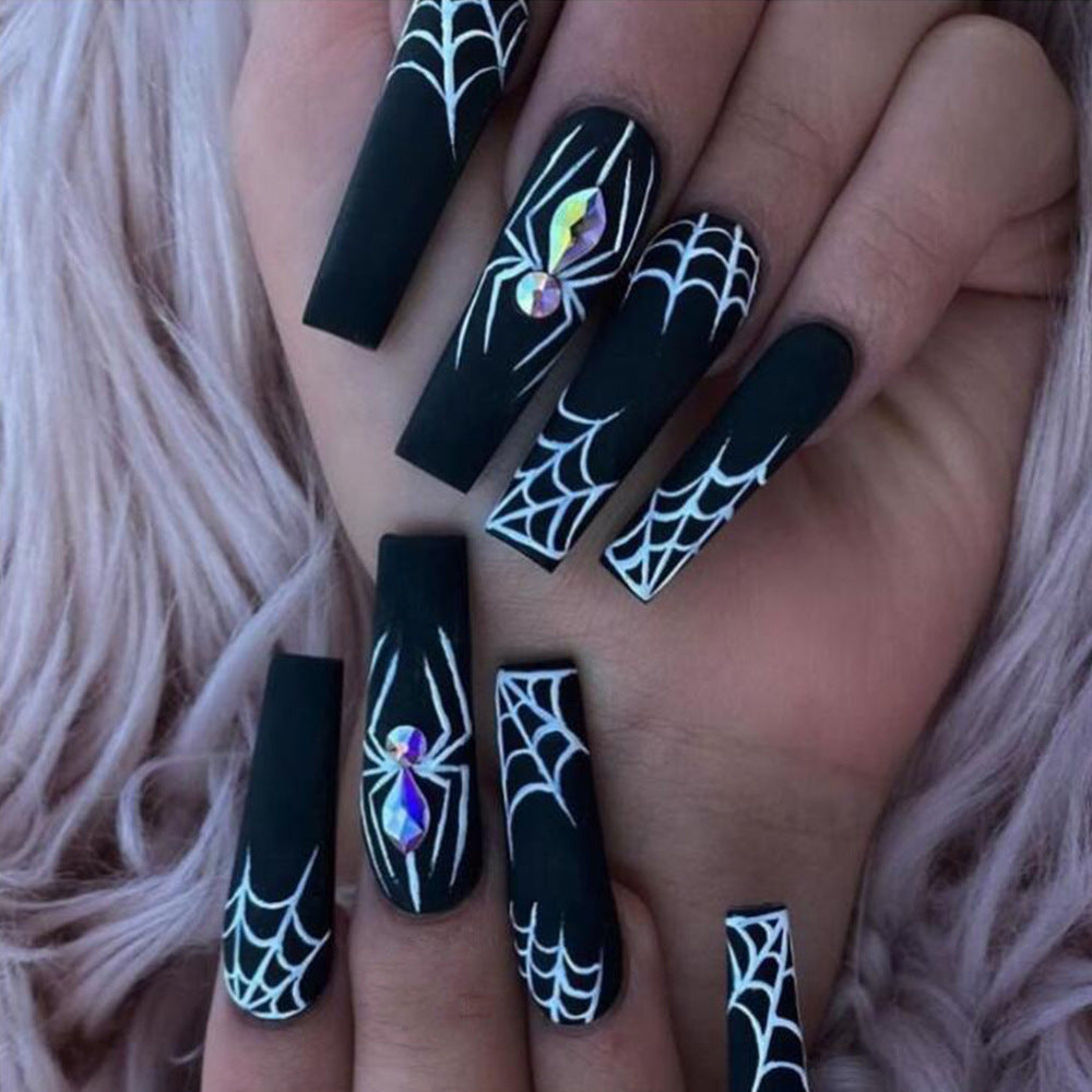 Halloween Spider Press On Nails - Dark Gothic Design 24pcs