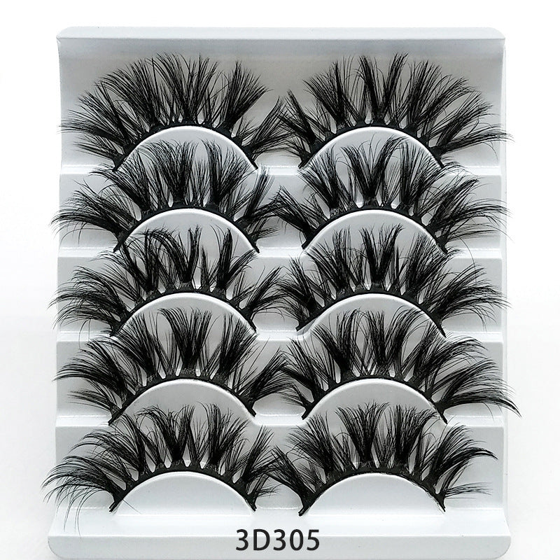 Cotton Band False Eyelashes - 5 Pairs 3D Natural Cross Lashes | Soft & Comfortable
