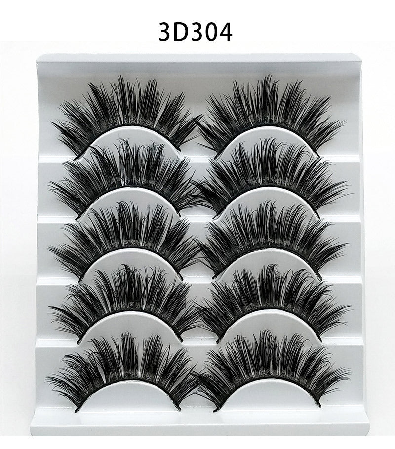 Cotton Band False Eyelashes - 5 Pairs 3D Natural Cross Lashes | Soft & Comfortable