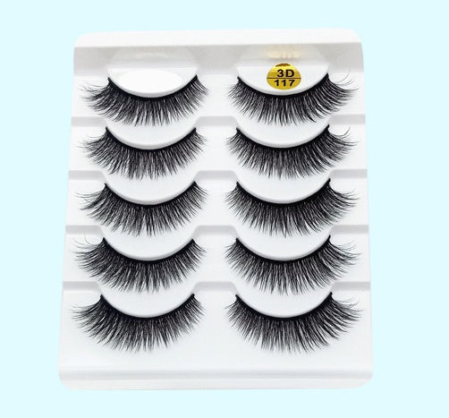 Cotton Band False Eyelashes - 5 Pairs 3D Natural Cross Lashes | Soft & Comfortable