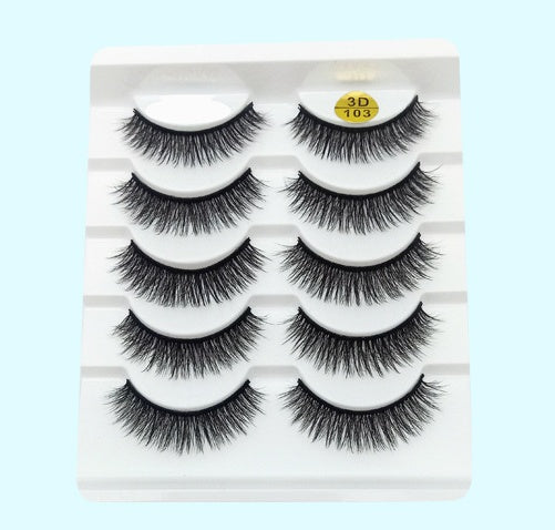 Cotton Band False Eyelashes - 5 Pairs 3D Natural Cross Lashes | Soft & Comfortable