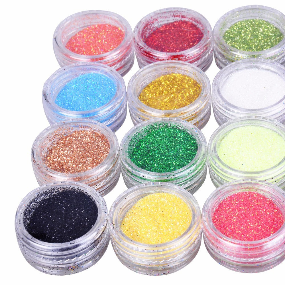 24 Color Nail Glitter Set - 3D Nail Art Decoration Kit | Complete Collection