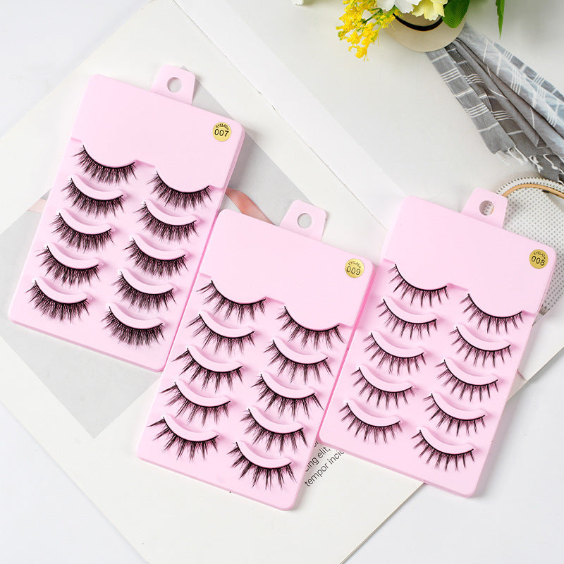 Natural False Eyelashes - 5 Pairs Manga Style Wispy Lashes | Korean Makeup