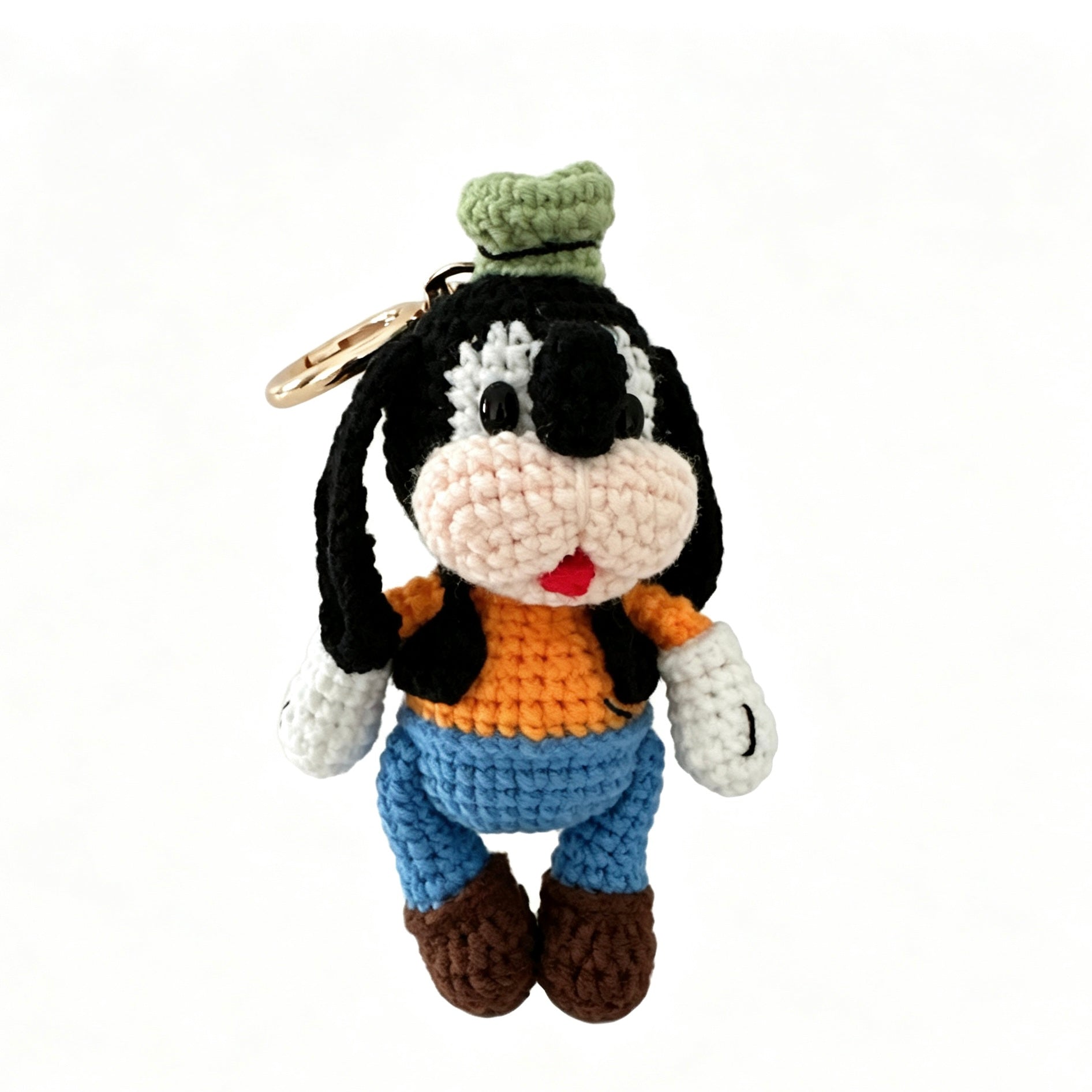 Clumsy Pup Amigurumi Charm — Handmade Crochet Keychain Doll