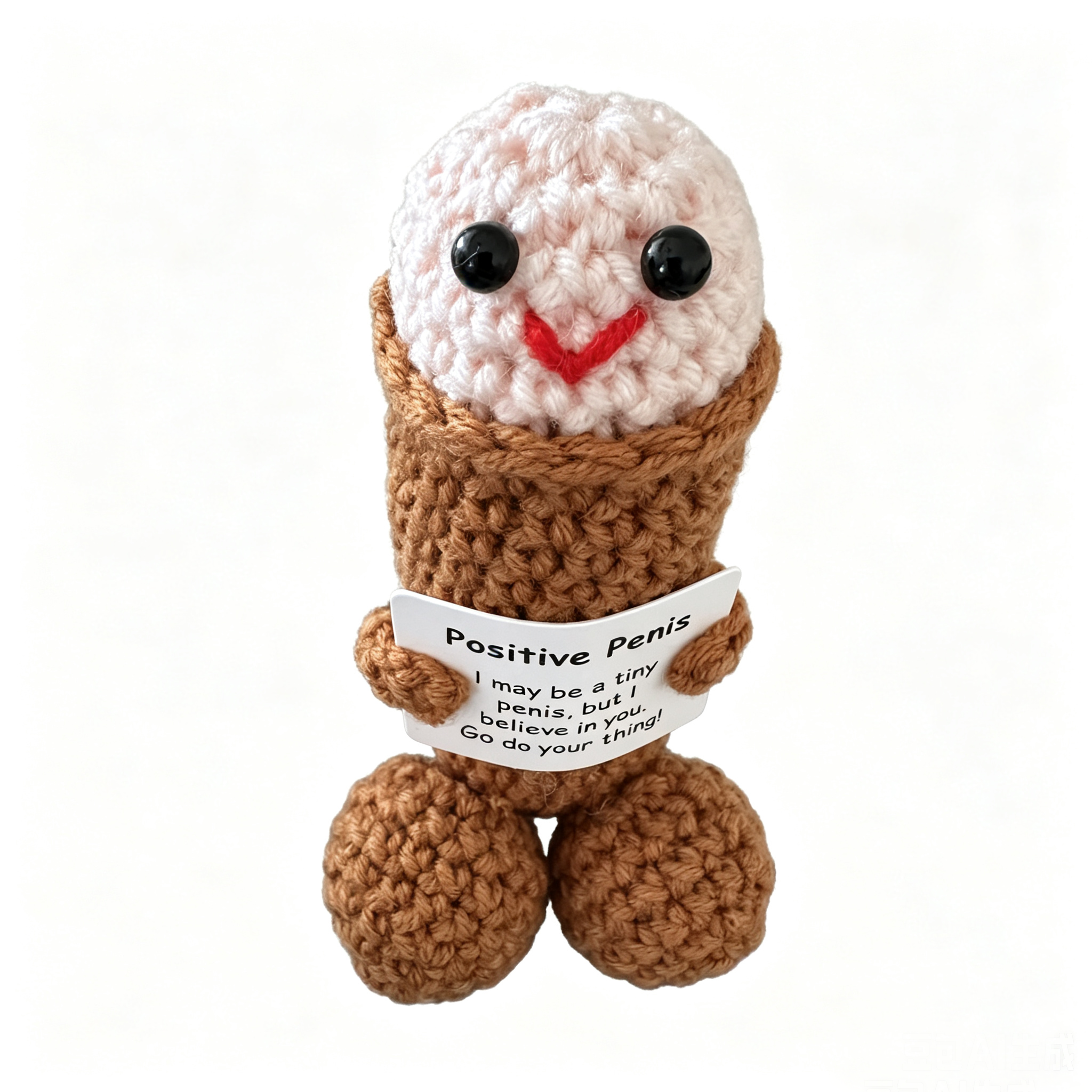 Handmade Crochet Positive Penis Doll – "I Believe in You" Funny Gift
