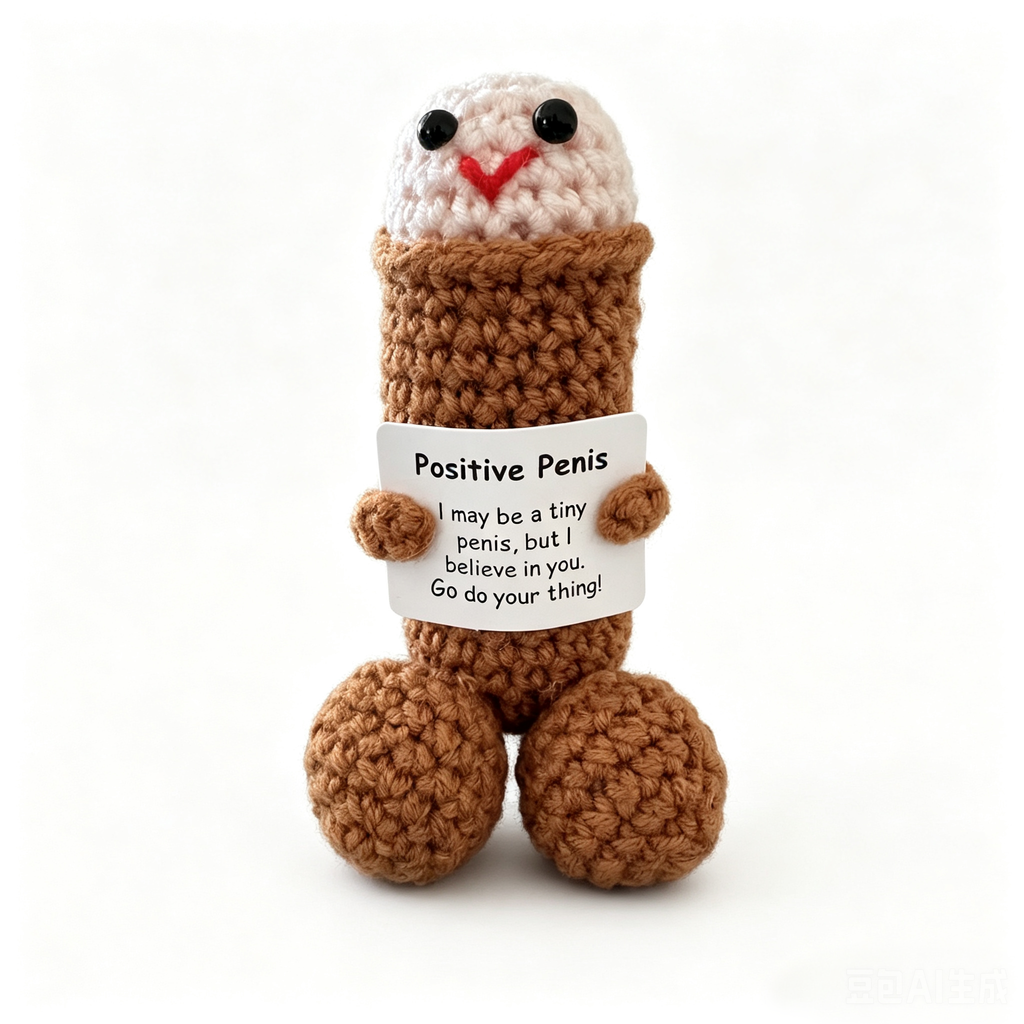 Handmade Crochet Positive Penis Doll – "I Believe in You" Funny Gift
