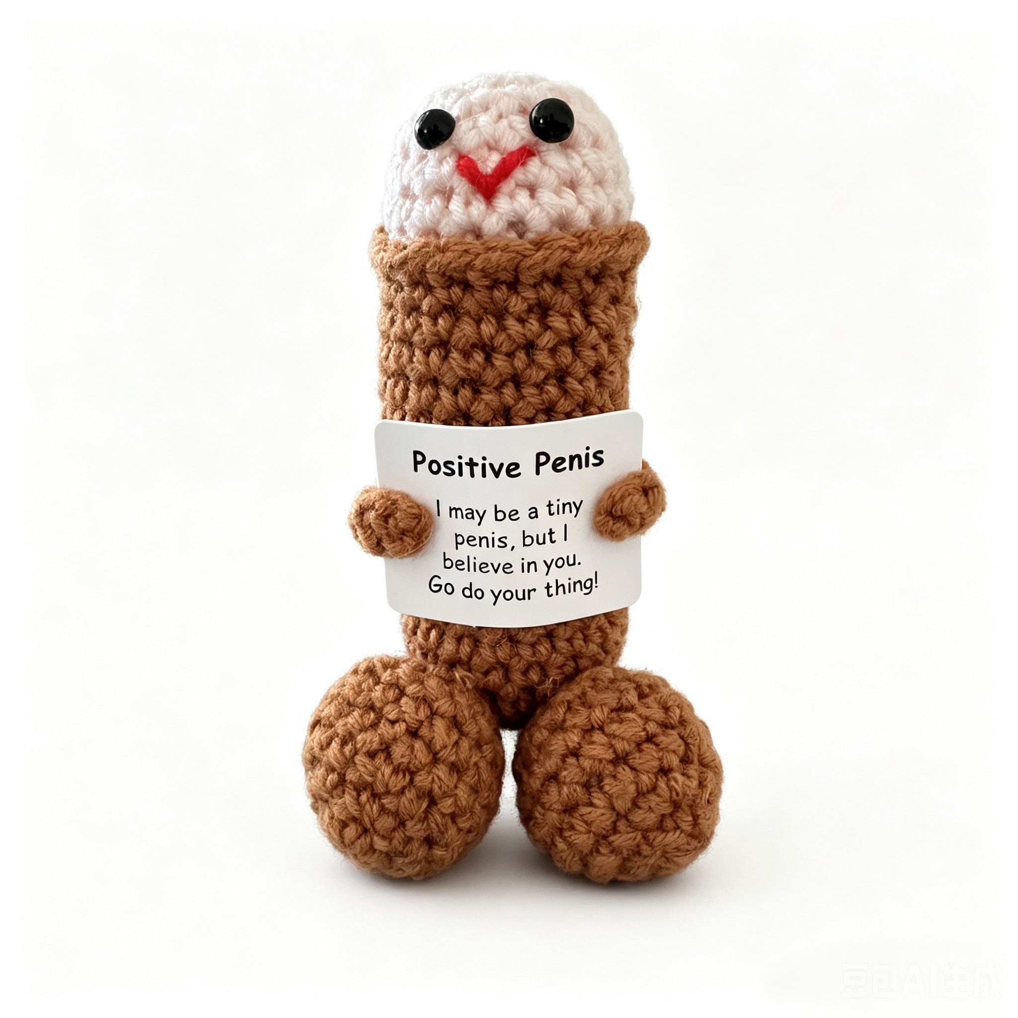 Handmade Crochet Positive Penis Doll – "I Believe in You" Funny Gift
