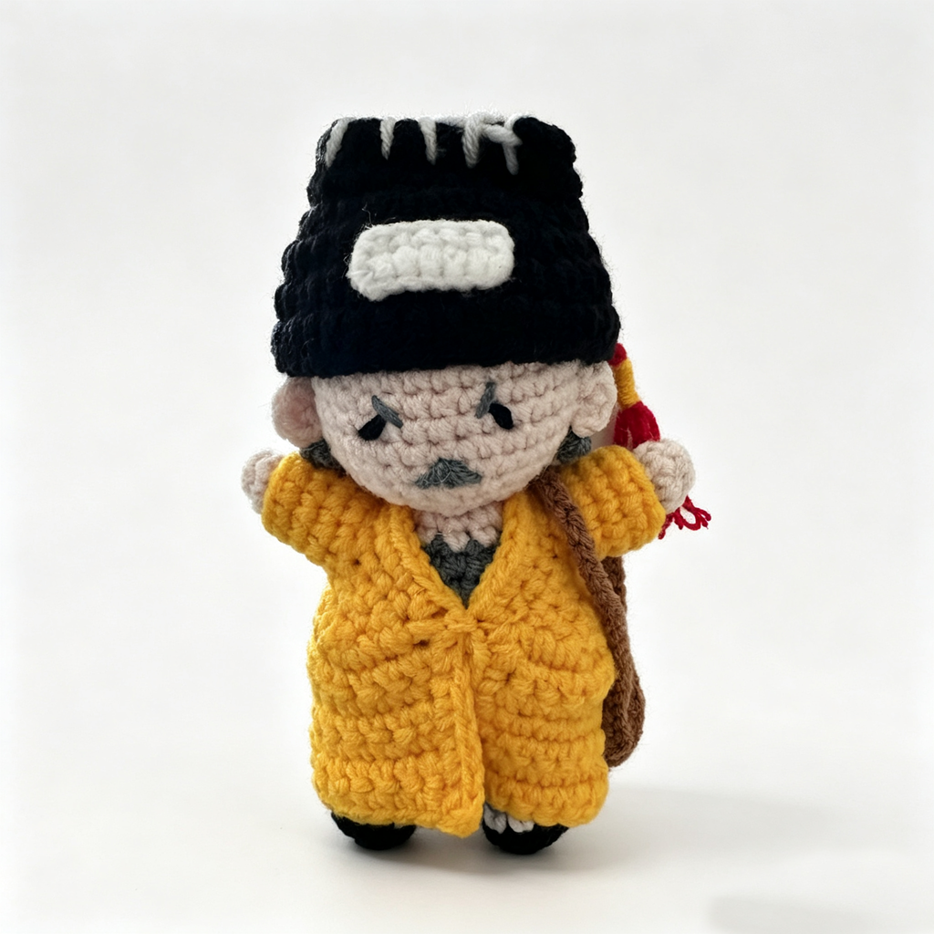 Handmade Crochet Lam Ching-Ying Taoist Priest Doll – Iconic Hong Kong Ghost Hunter Figure