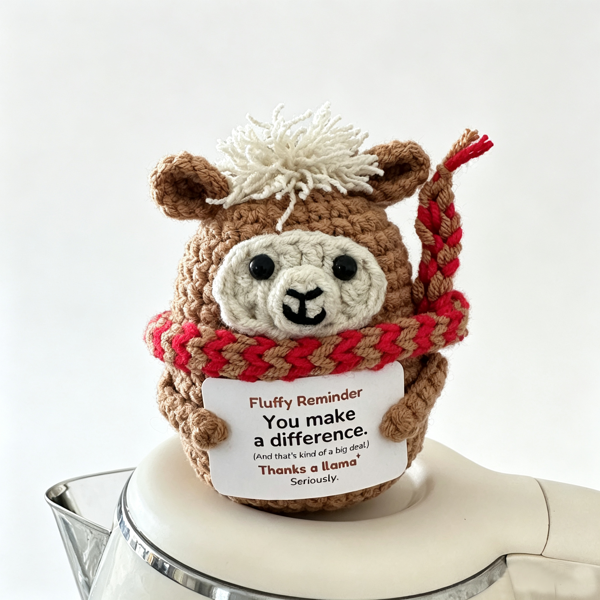 Handmade Crochet Llama Doll – "Thanks a Llama" Fluffy Reminder Gift