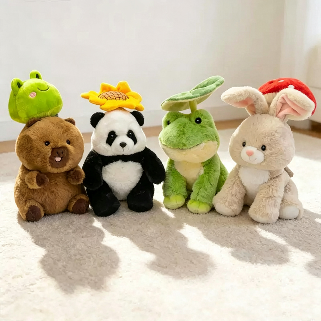 Cute Animal Plush Toy with Backpack Design | Bear, Panda, Frog & Bunny