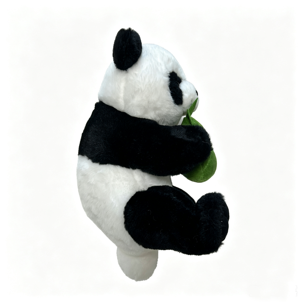 Panda Plush Toy Holding Bamboo Leaf — Soft Stuffed Animal Doll