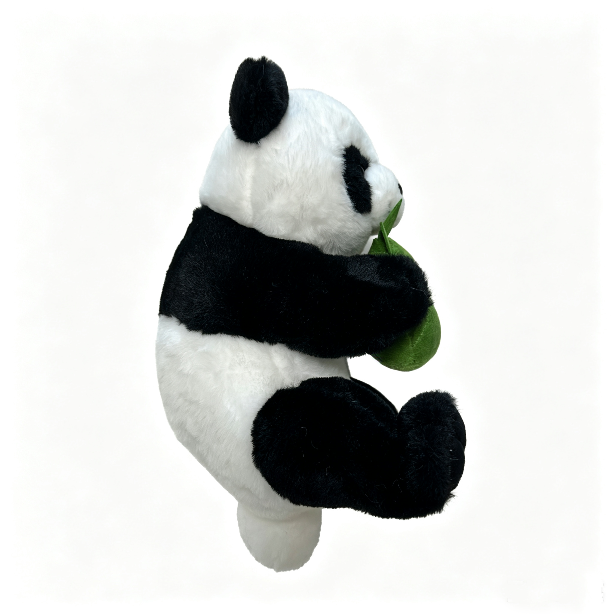 Panda Plush Toy Holding Bamboo Leaf — Soft Stuffed Animal Doll