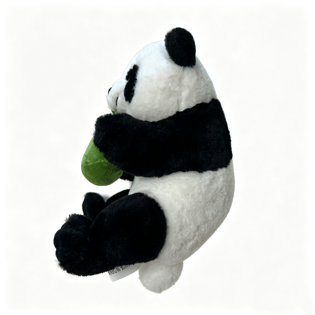 Panda Plush Toy Holding Bamboo Leaf — Soft Stuffed Animal Doll