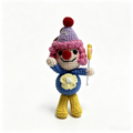 Handmade Crochet Clown Keychain – Pink Curls, Party Hat & Lollipop | 13cm Amigurumi Charm