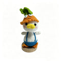 Handmade Crochet Duck Plush – Carrot Hat & Blue Overalls | 12cm×5cm Amigurumi