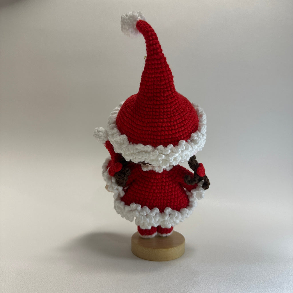 Handmade Crochet Christmas Girl Doll – Santa Outfit with Mini Doll | 20cm Amigurumi