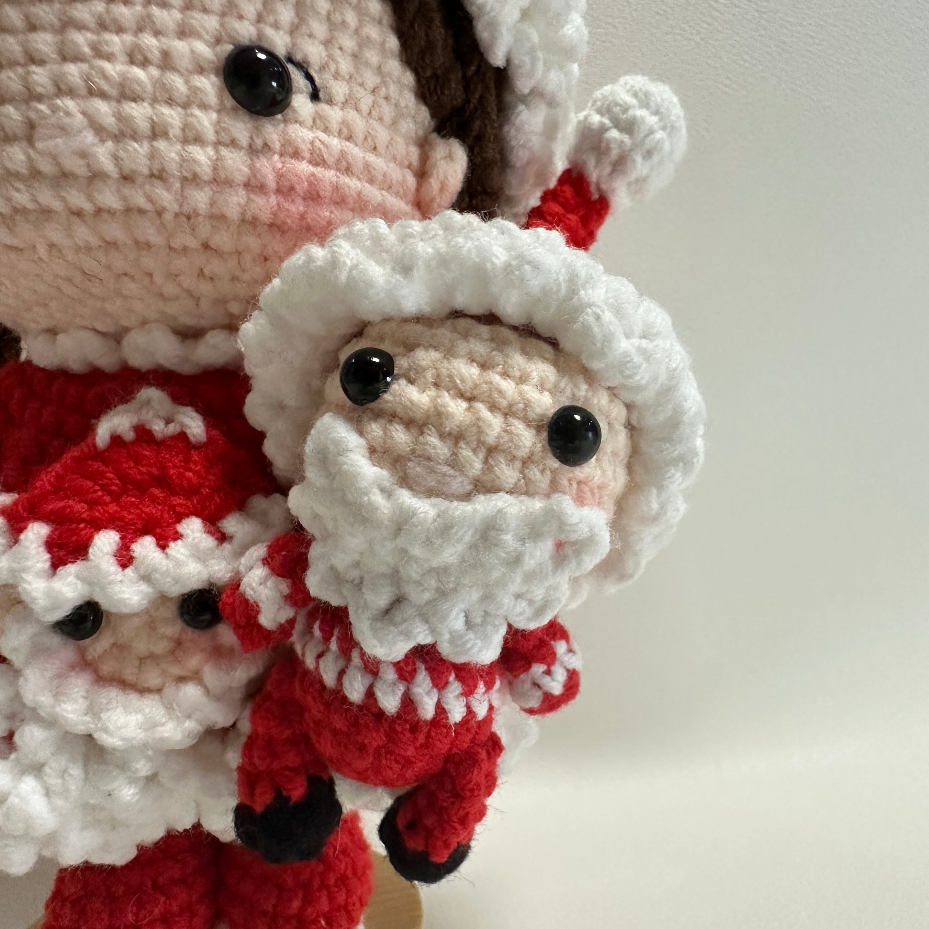 Handmade Crochet Christmas Girl Doll – Santa Outfit with Mini Doll | 20cm Amigurumi
