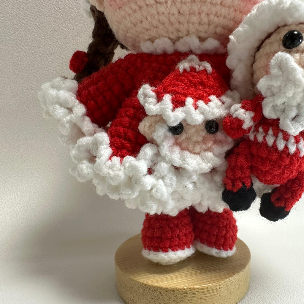 Handmade Crochet Christmas Girl Doll – Santa Outfit with Mini Doll | 20cm Amigurumi