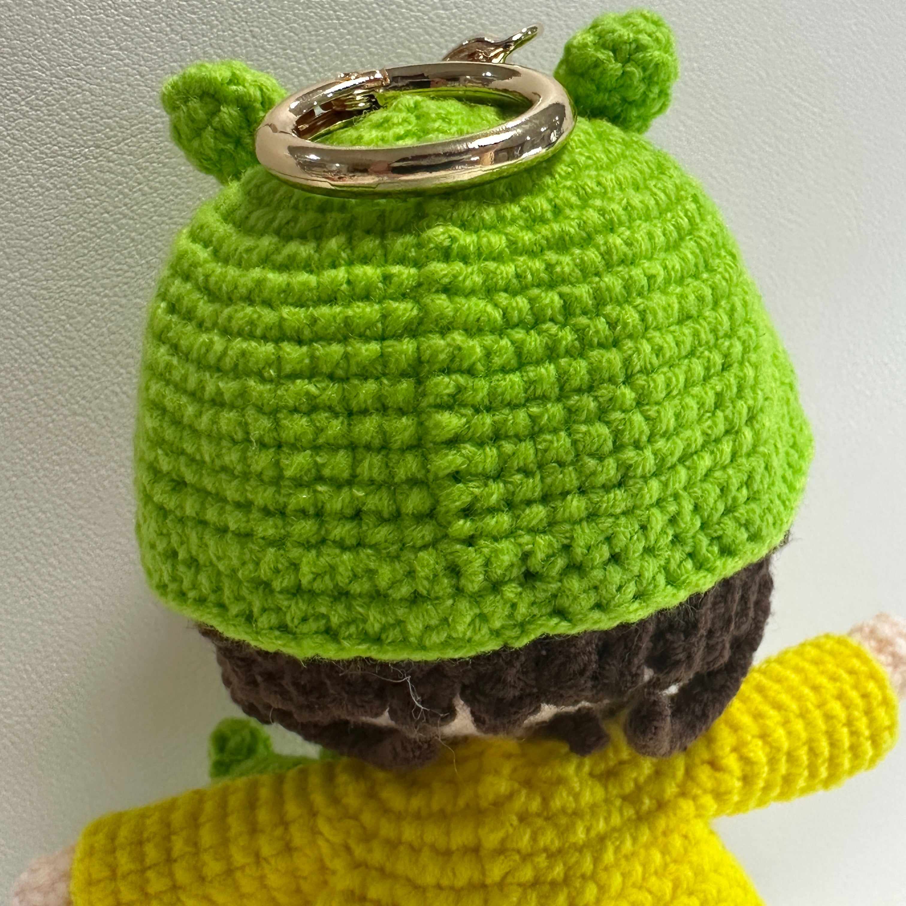 Handmade Crochet Frog Girl Keychain – Gold Glasses, Yellow Raincoat & Mini Frog Buddy | 13cm Amigurumi Charm