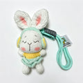 Headphone Bunny Amigurumi Charm — Handmade Crochet Keychain Doll