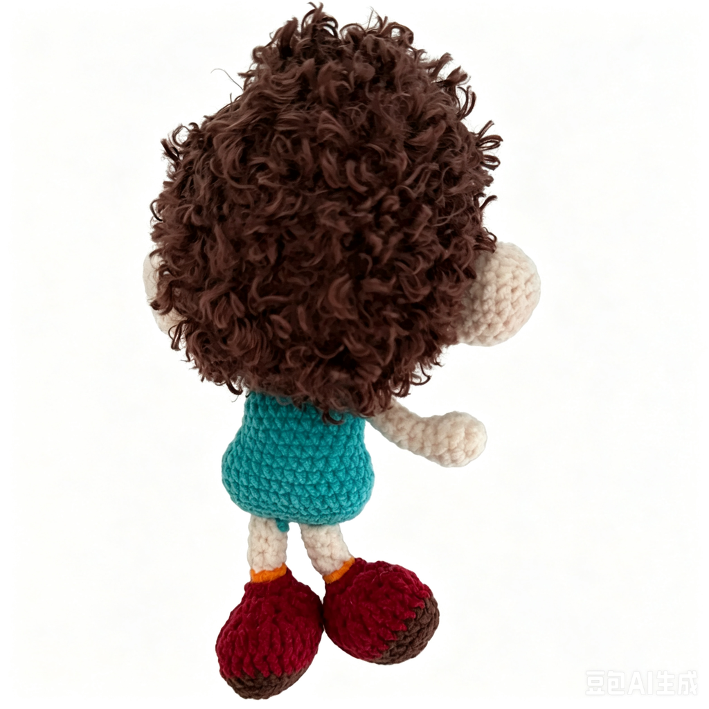 Handmade Crochet Curly-Haired Boy Doll Keychain Charm