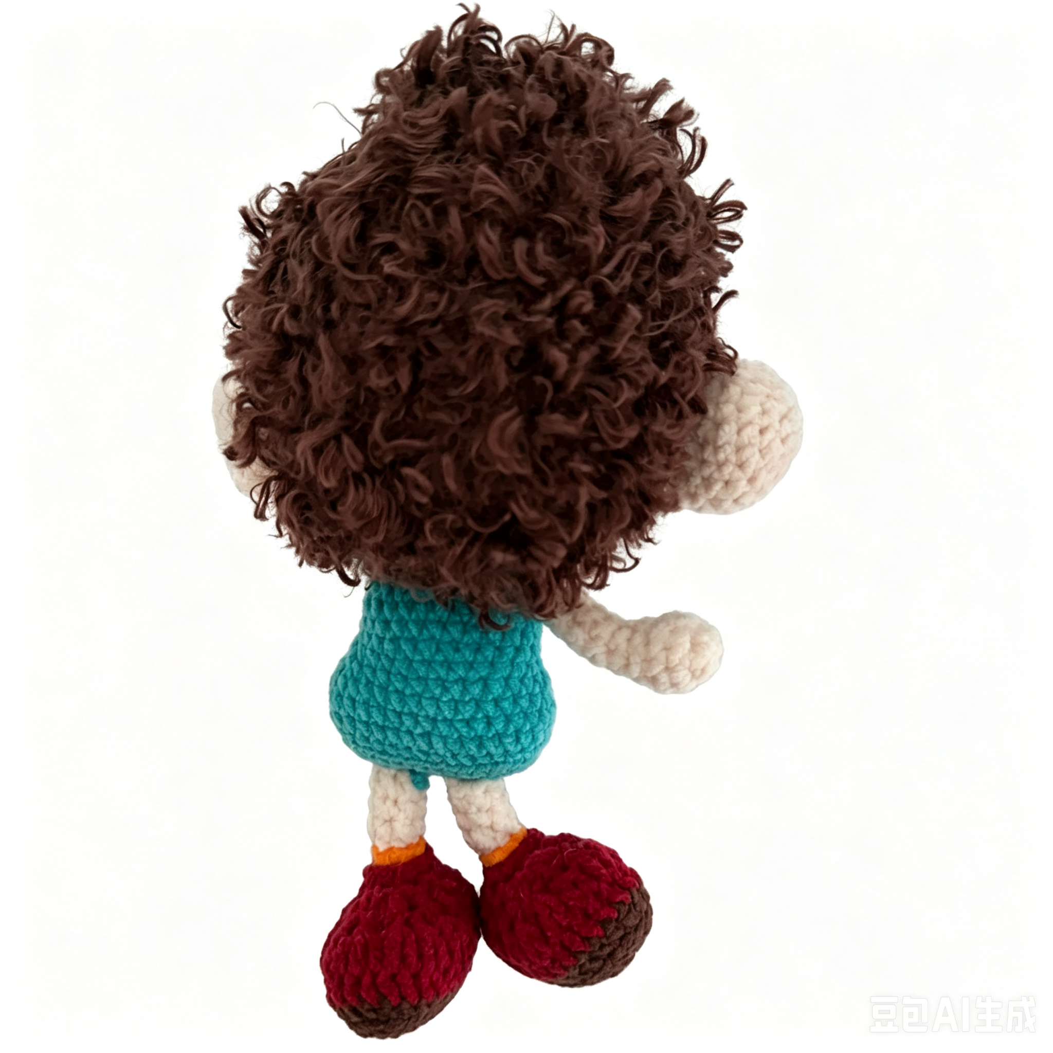 Handmade Crochet Curly-Haired Boy Doll Keychain Charm