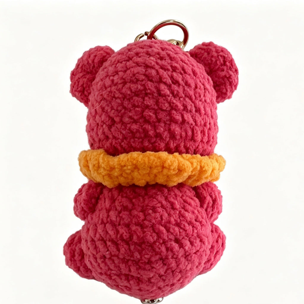 Handmade Crochet Pink Bear Keychain | Mini Plush Doll 7cm