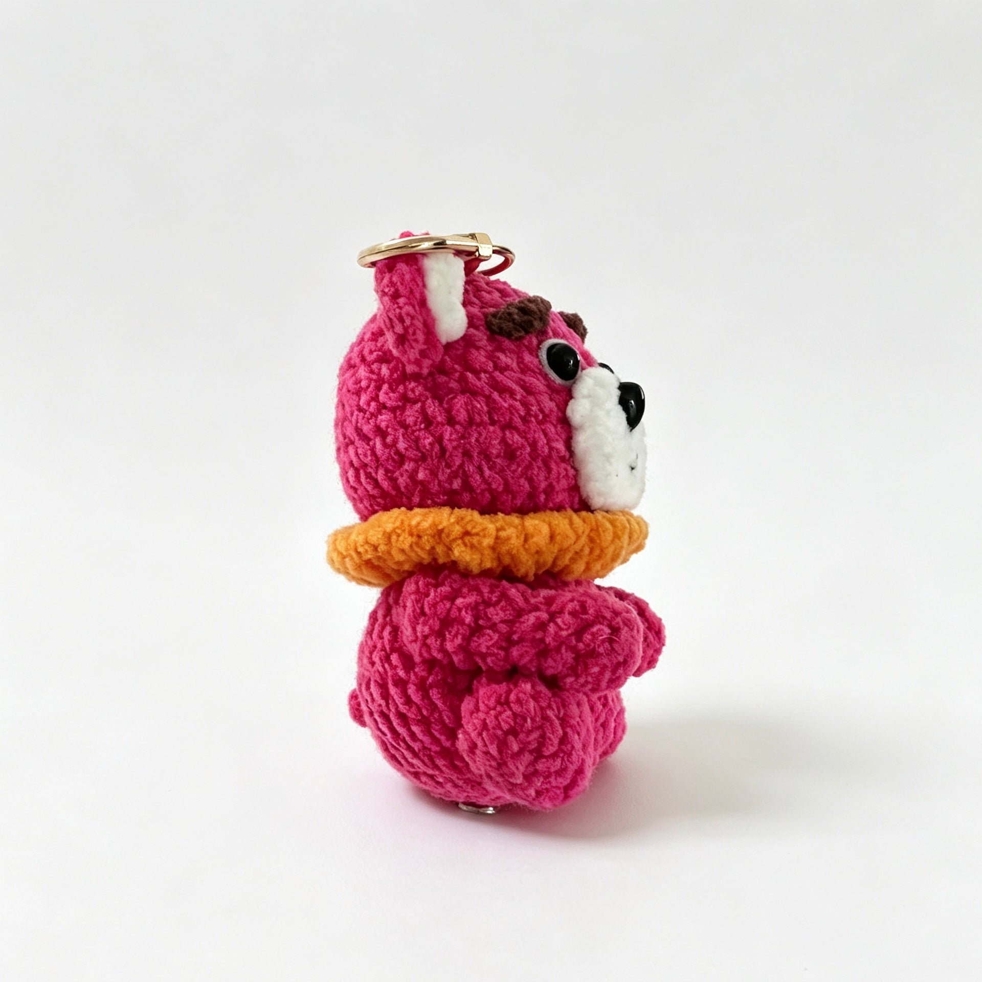 Handmade Crochet Pink Bear Keychain | Mini Plush Doll 7cm