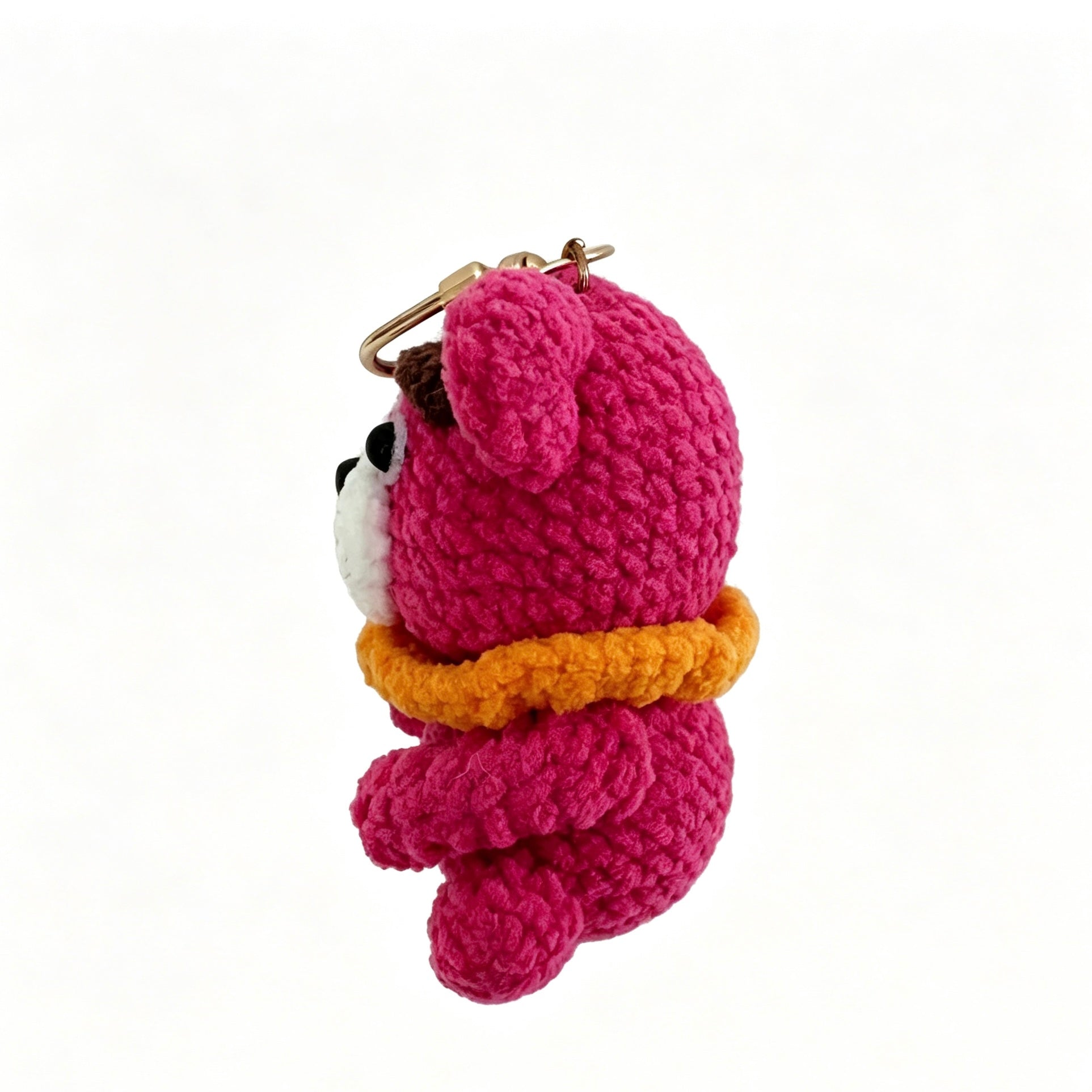 Handmade Crochet Pink Bear Keychain | Mini Plush Doll 7cm
