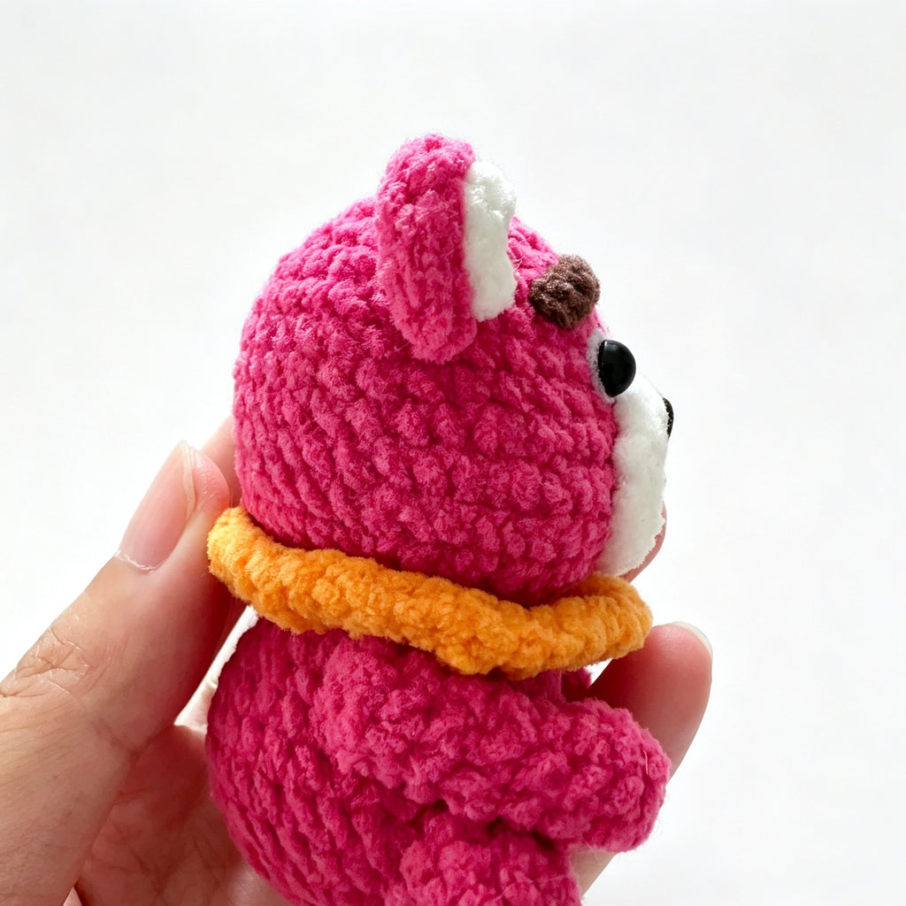 Handmade Crochet Pink Bear Keychain | Mini Plush Doll 7cm