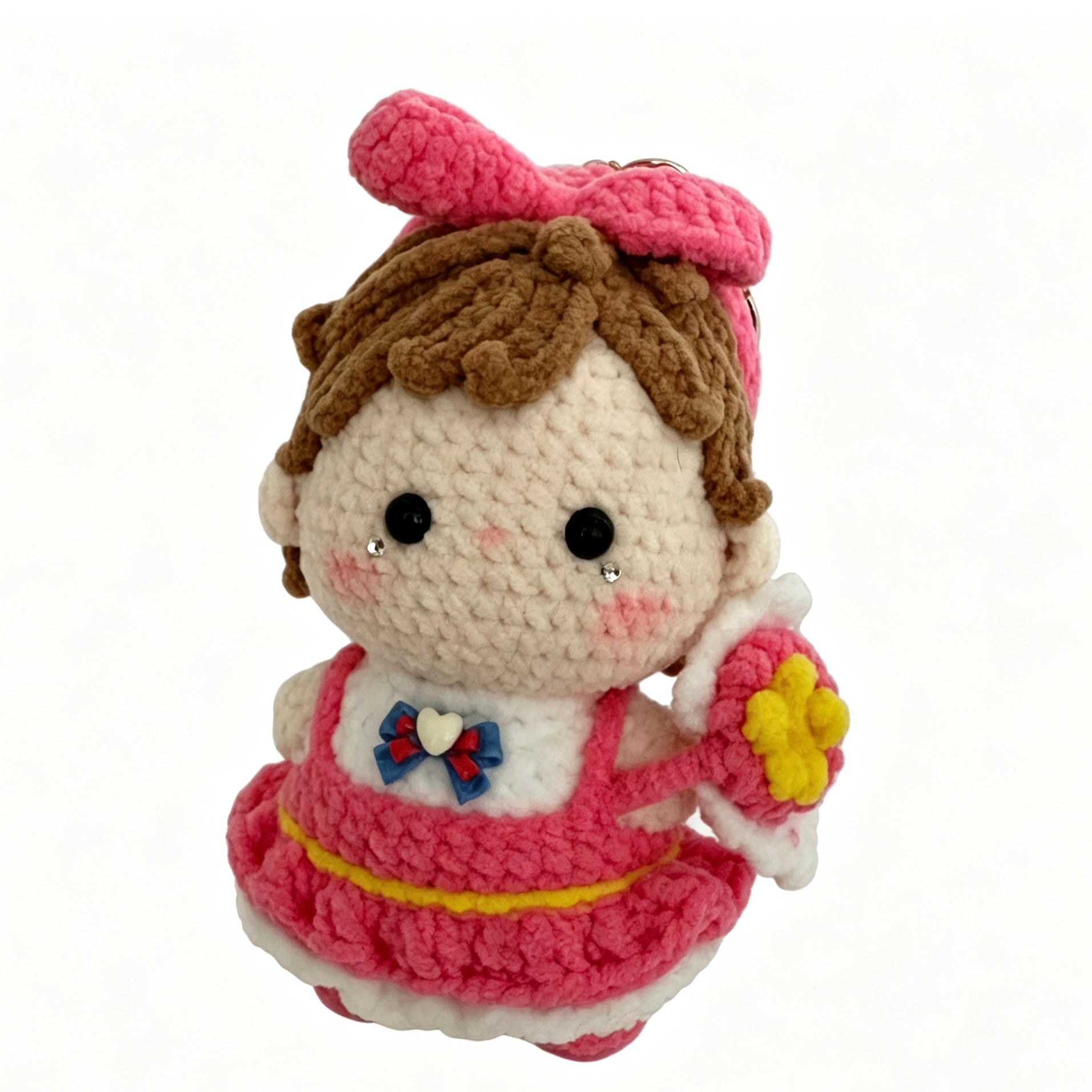 Sweet Bow Girl Crochet Doll Amigurumi Charm | Keychain & Bag Pendant