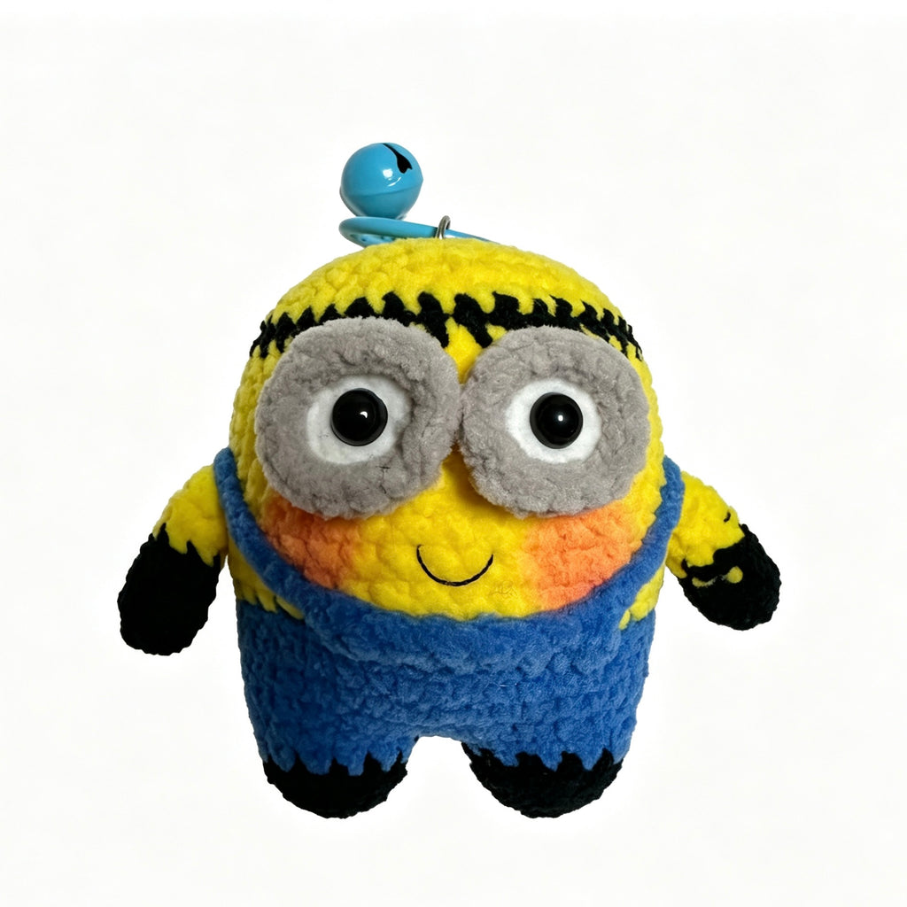 Playful Yellow Minion Handmade Chenille Amigurumi Keychain Charm