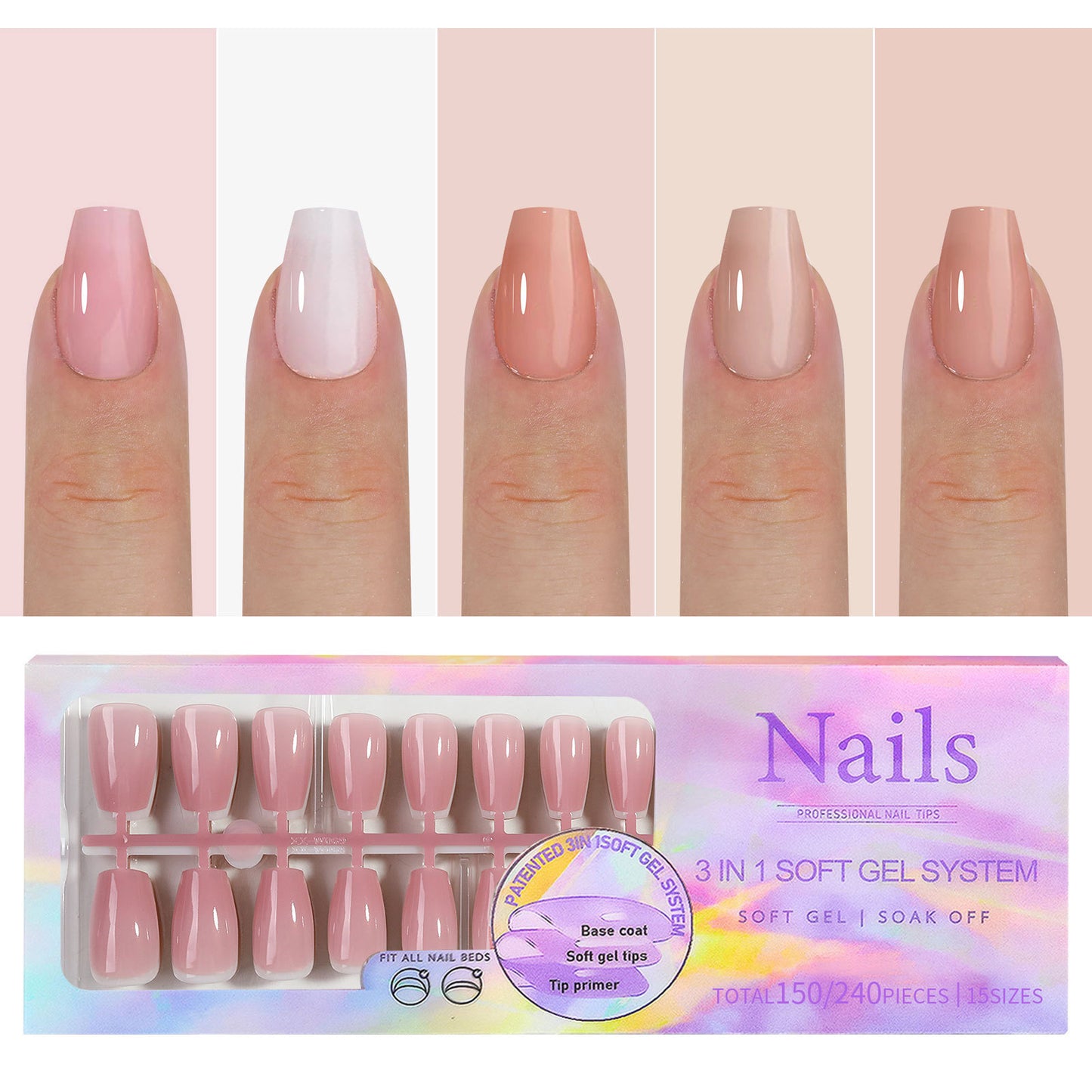 Nude Seamless Press-On Nails - Natural Wearable Armor Reusable Manicure