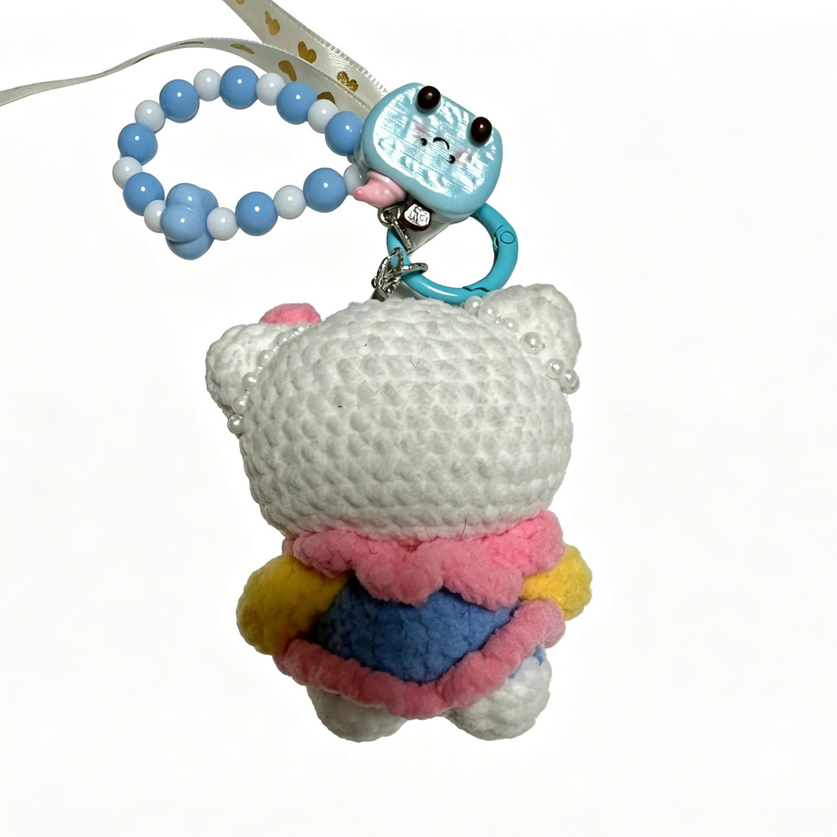 Heart-Eyes Sweet Kitty Charm — Pearly Pastel Bag Strap 🐱💖