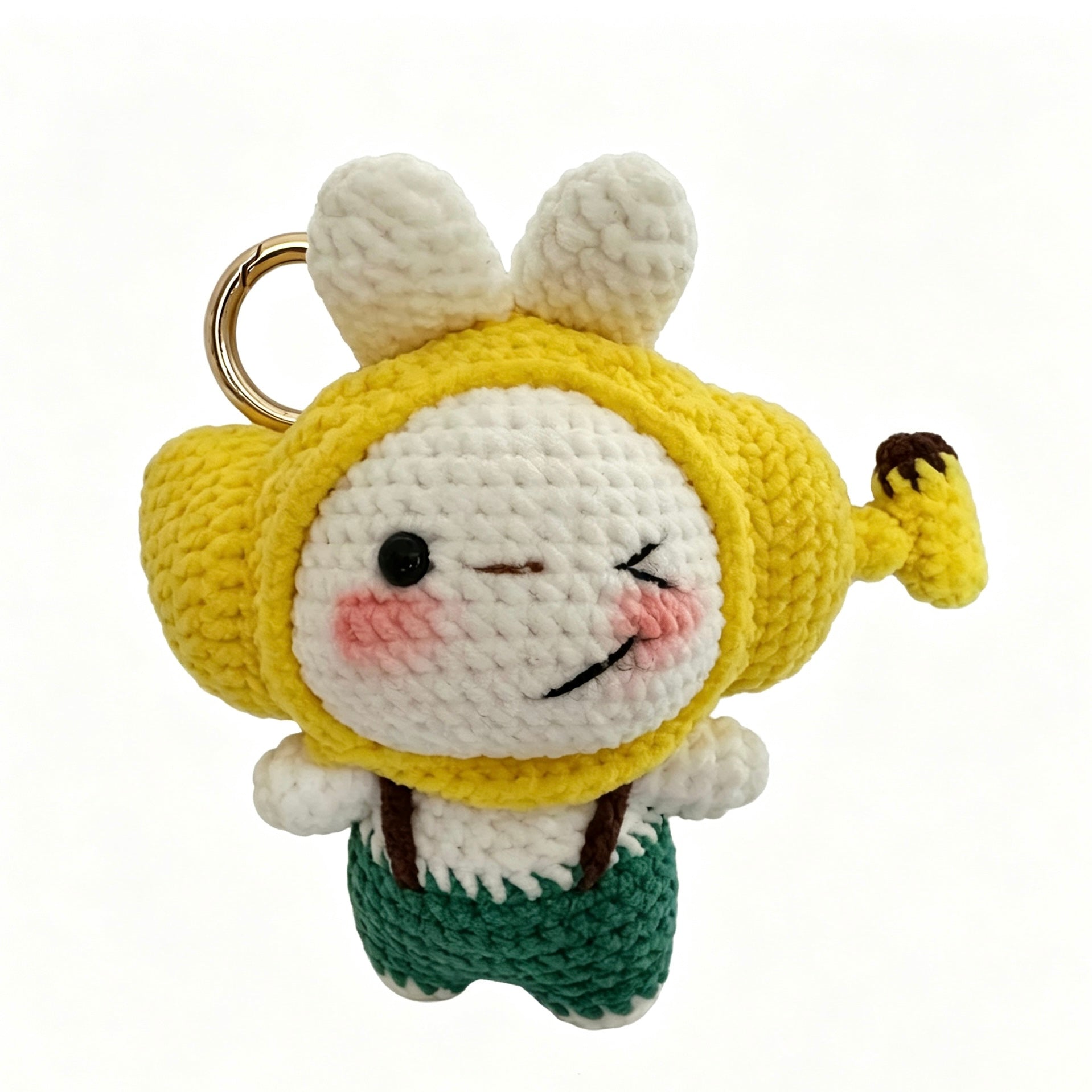 Handmade Crochet Banana Bunny Doll Keychain | 12cm Plush Toy