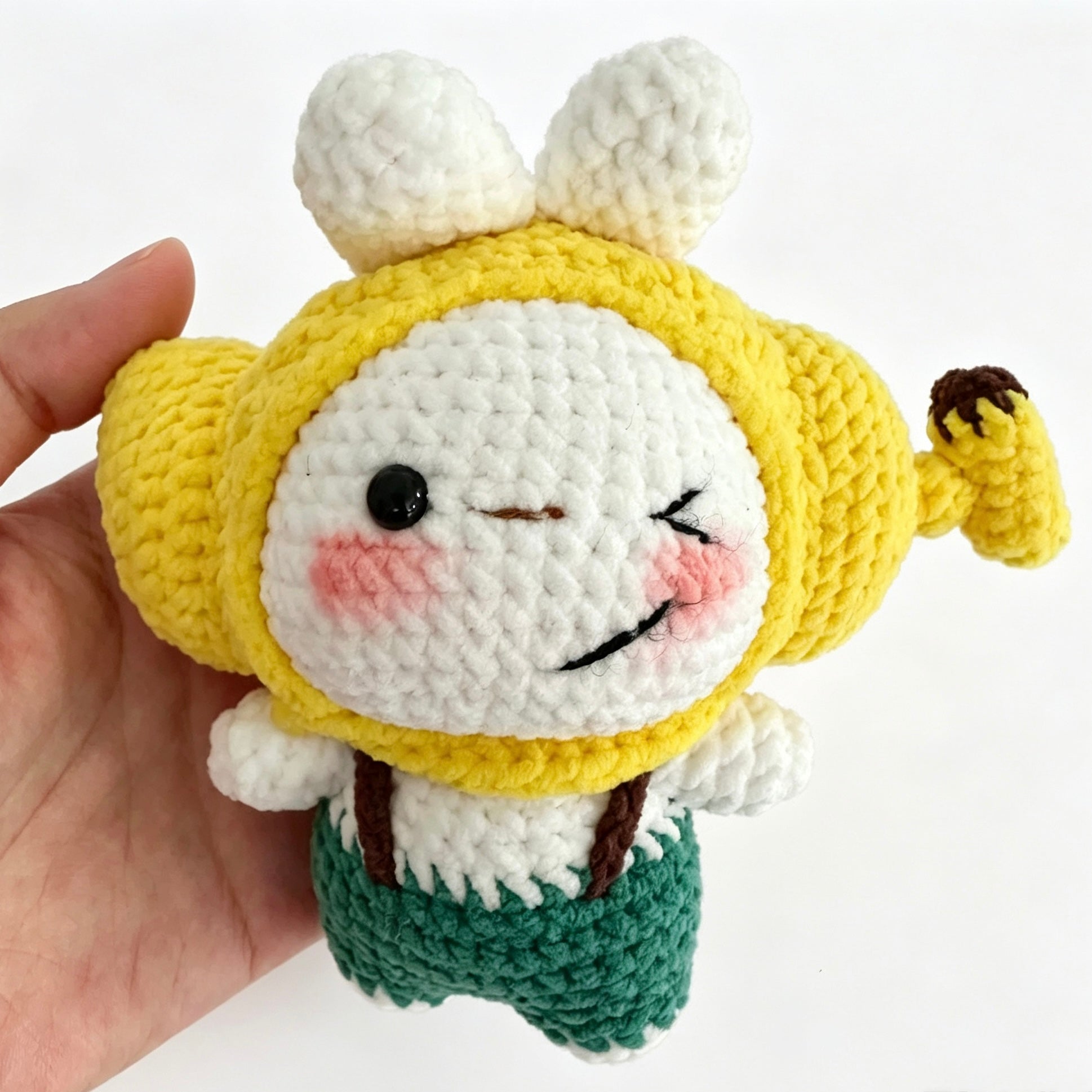 Handmade Crochet Banana Bunny Doll Keychain | 12cm Plush Toy