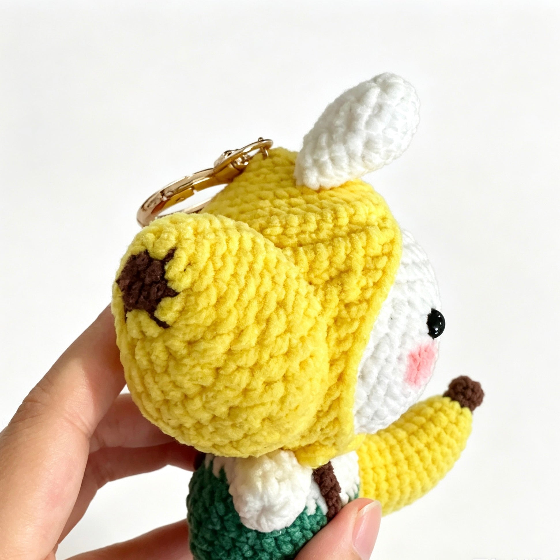 Handmade Crochet Banana Bunny Doll Keychain | 12cm Plush Toy