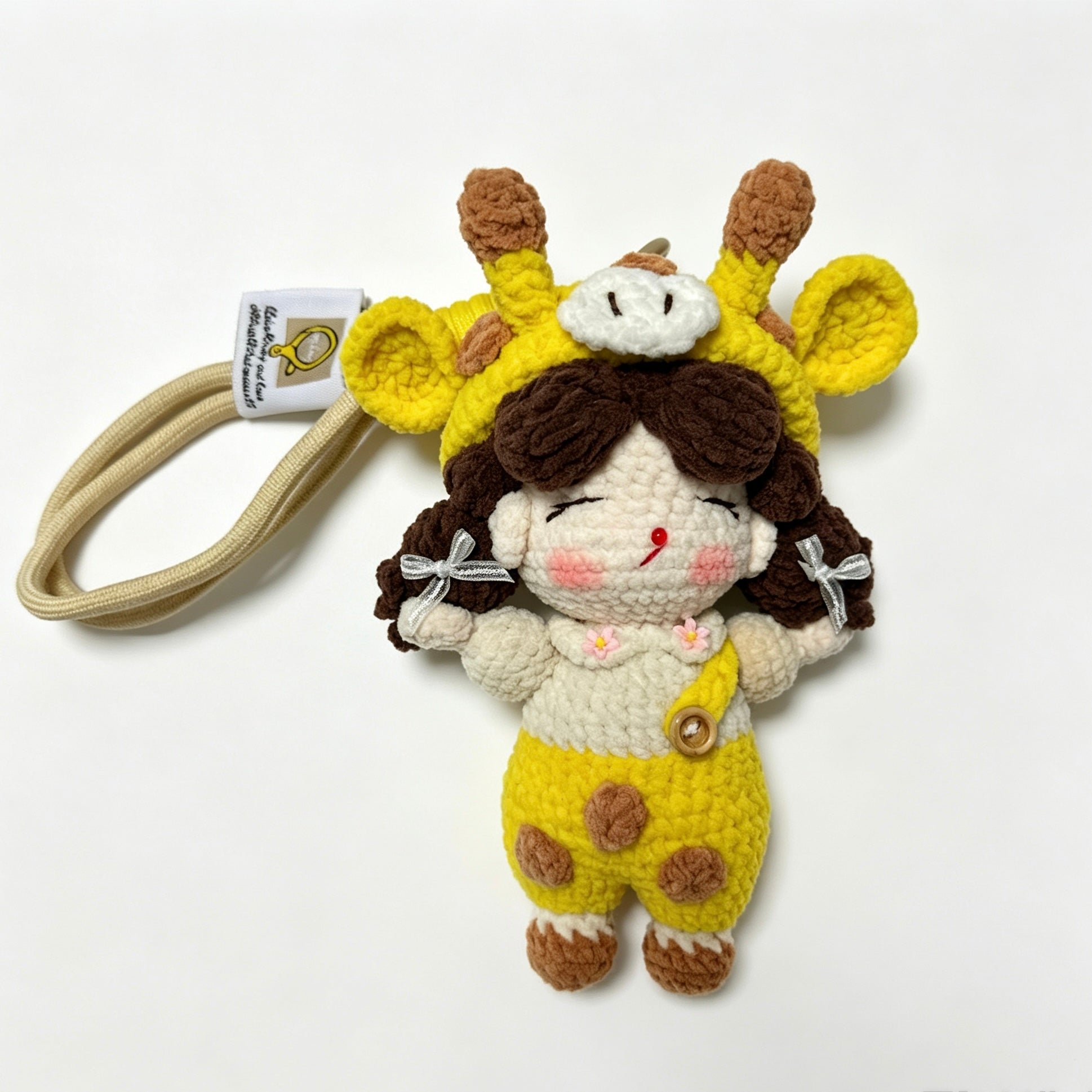 Deer Girl Amigurumi Charm — Handmade Crochet Keychain Doll