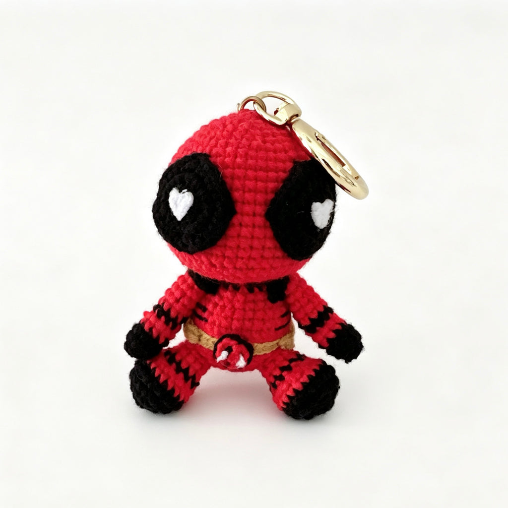 Red Hero Amigurumi Charm — Handmade Crochet Keychain Doll