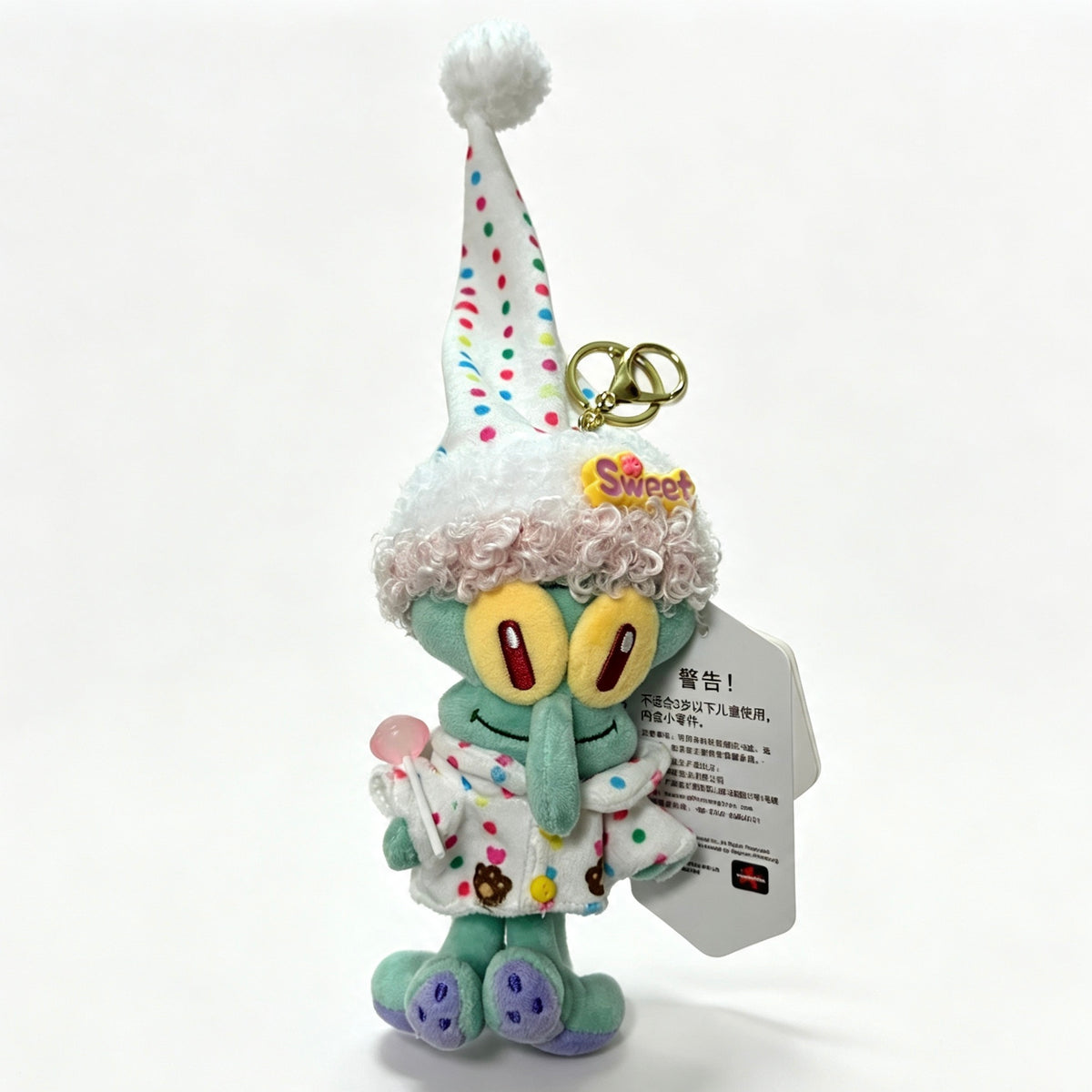 Sweet Pajama Squidward — Cozy Sleepy Plush Doll Keychain 🍭💤