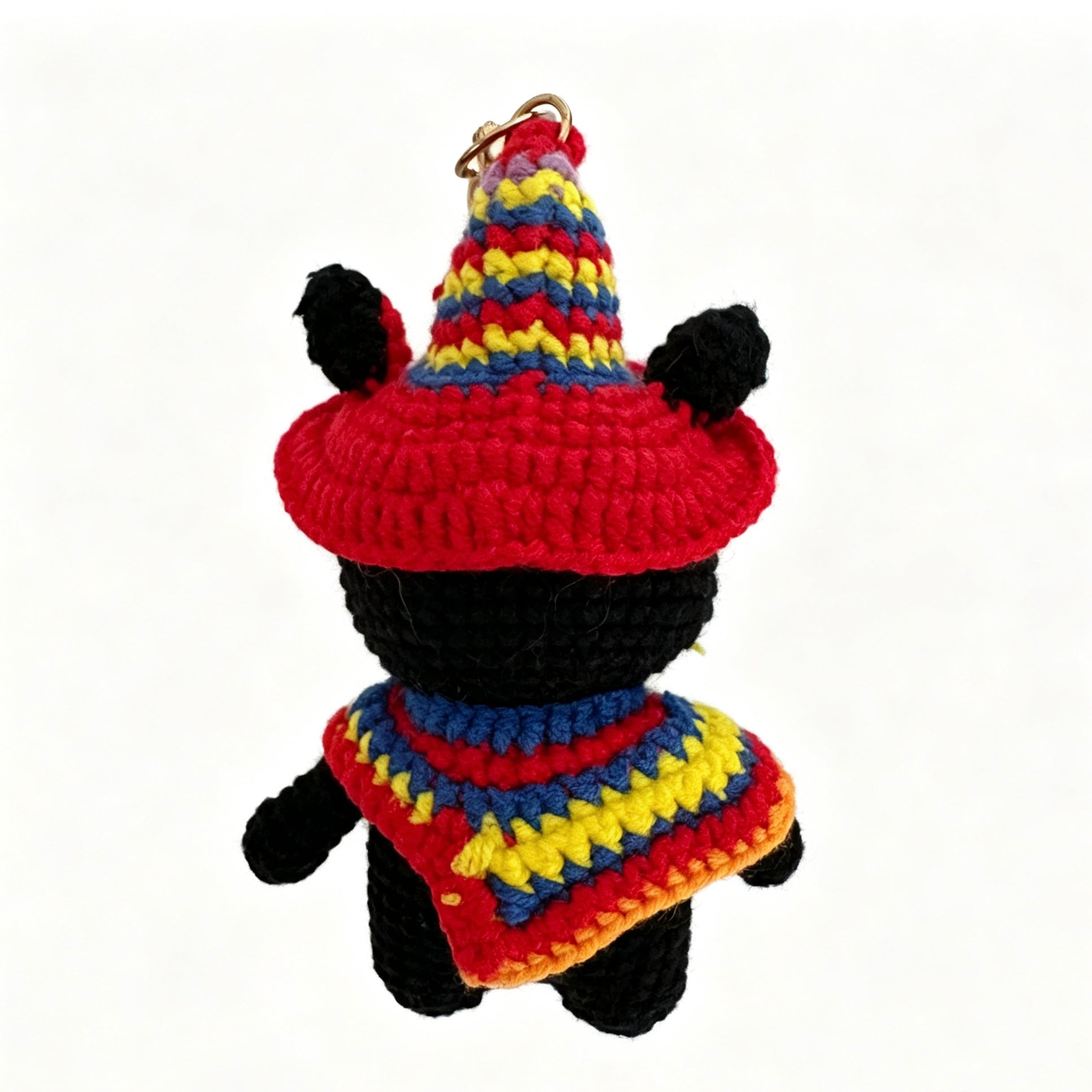 Black Cat Crochet Doll Keychain Charm