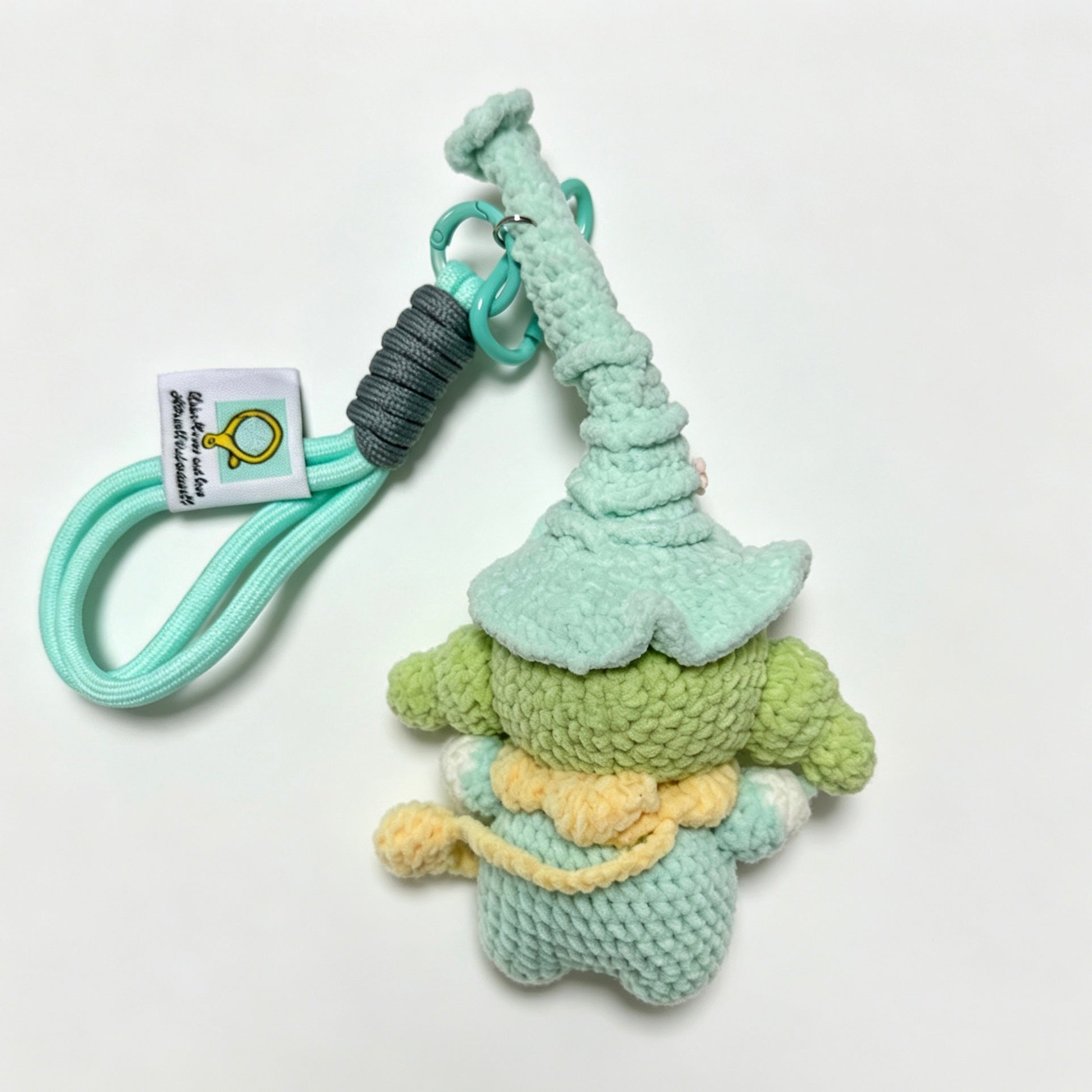 Forest Sprite Dumpling Amigurumi Charm — Handmade Crochet Keychain Doll