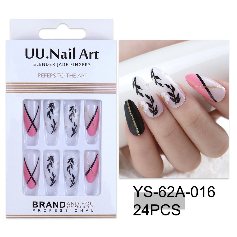 European Style Extended Press On Nails - 24 Pieces Long Fake Nails