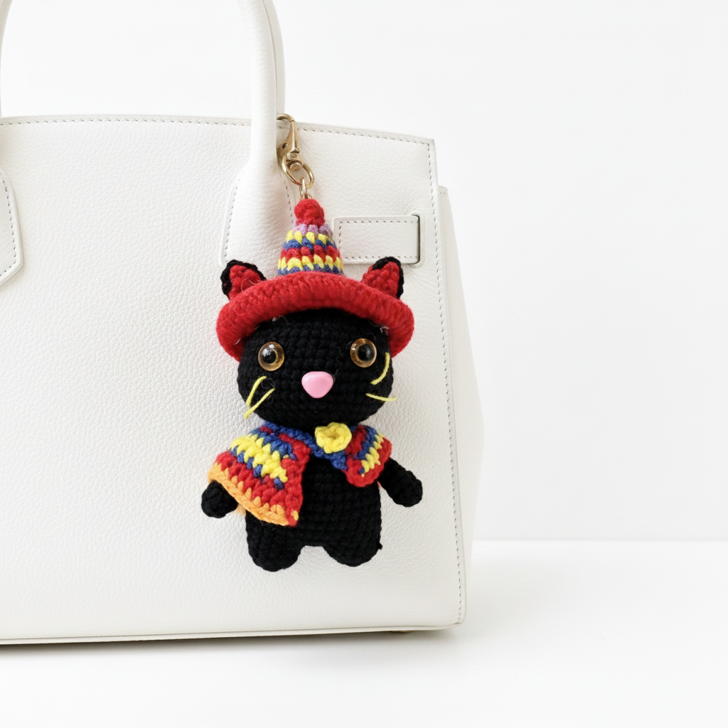 Black Cat Crochet Amigurumi Charm | Keychain & Bag Pendant
