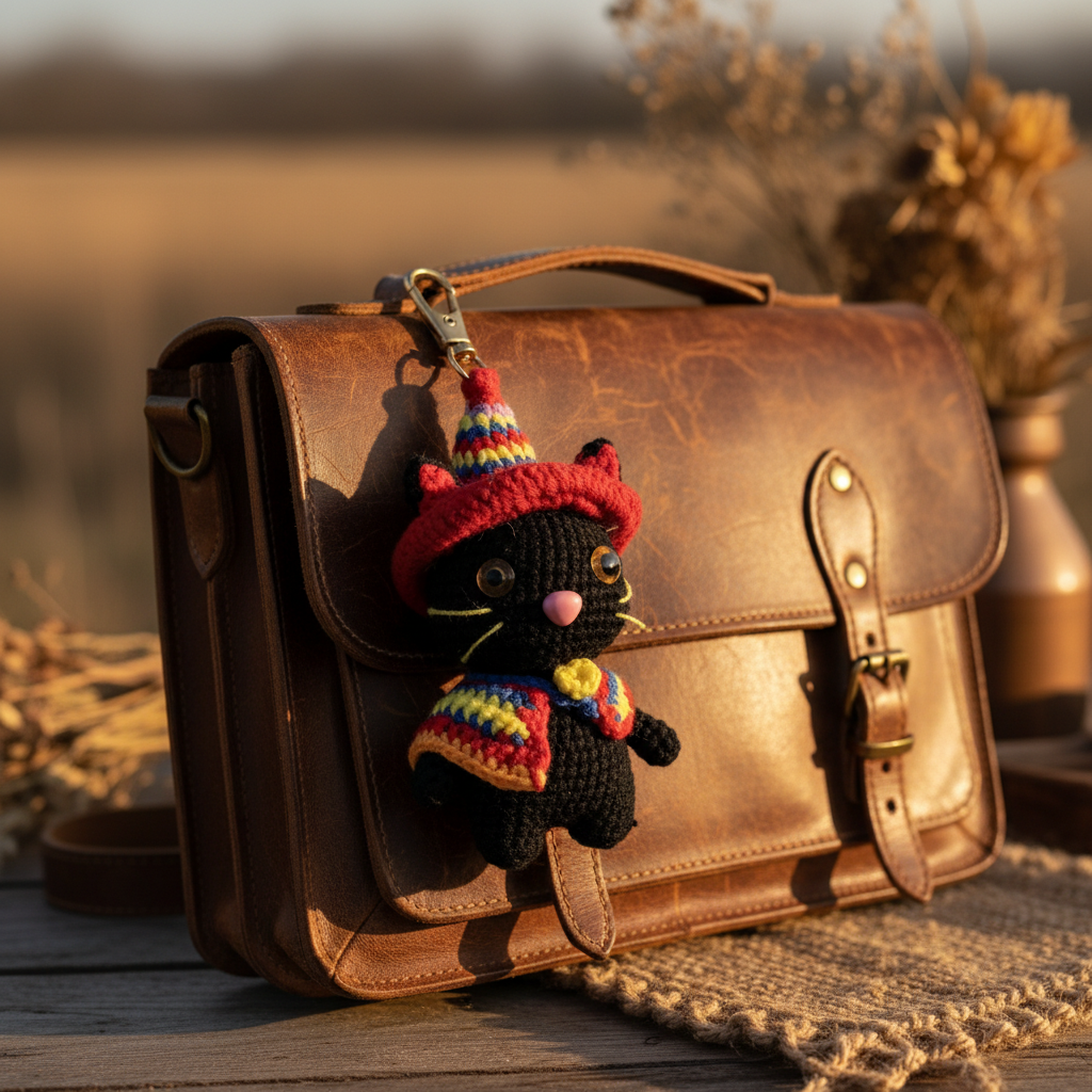 Black Cat Crochet Amigurumi Charm | Keychain & Bag Pendant