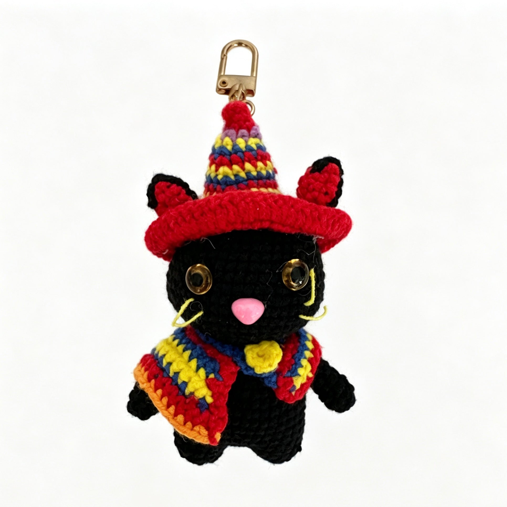 Black Cat Crochet Doll Keychain Charm