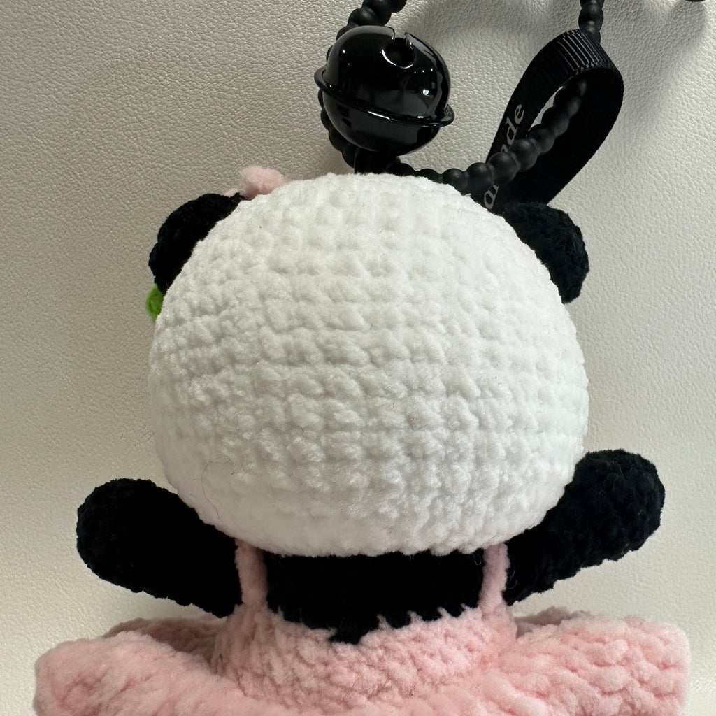 Handmade Crochet Panda Keychain – Pink Ballet Dress & Daisy Crown | 13cm Amigurumi Charm