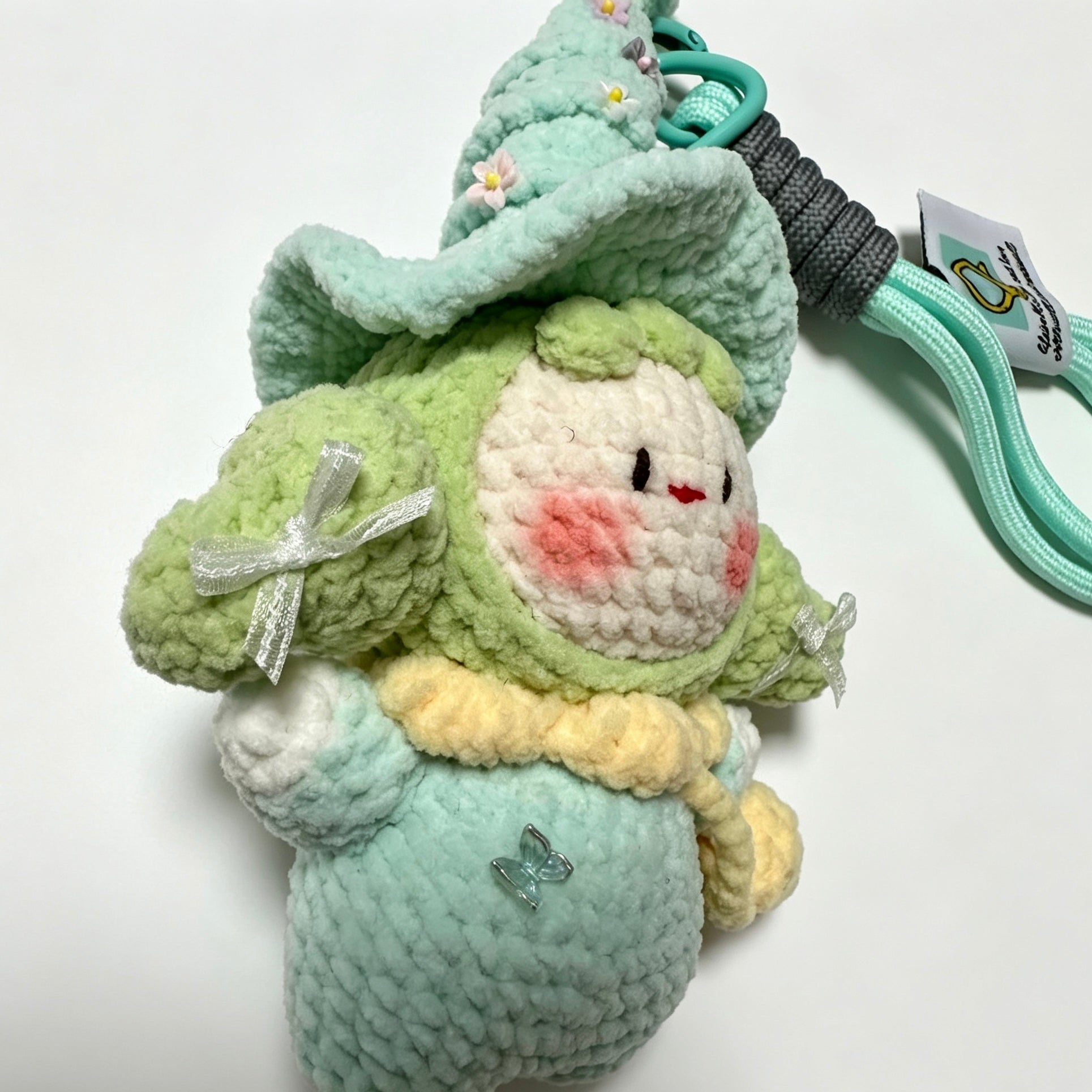 Forest Sprite Dumpling Amigurumi Charm — Handmade Crochet Keychain Doll